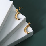 925 Silver Cold Wind Crescent Moon Earrings
