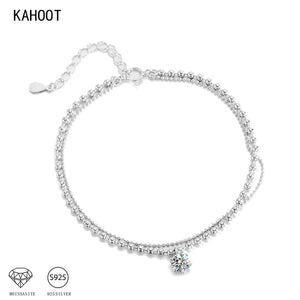 925 Silver Moissanite 50pt Stacked Bracelet, Gift for Ladies
