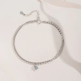 925 Silver Moissanite 50pt Stacked Bracelet, Gift for Ladies