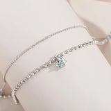925 Silver Moissanite 50pt Stacked Bracelet, Gift for Ladies