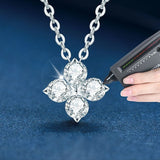 925 Silver Moissanite Lucky Clover Necklace for Stylish Women