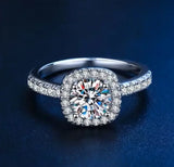 925 Silver Moissanite Diamond Square Bag Princess Ring for Her