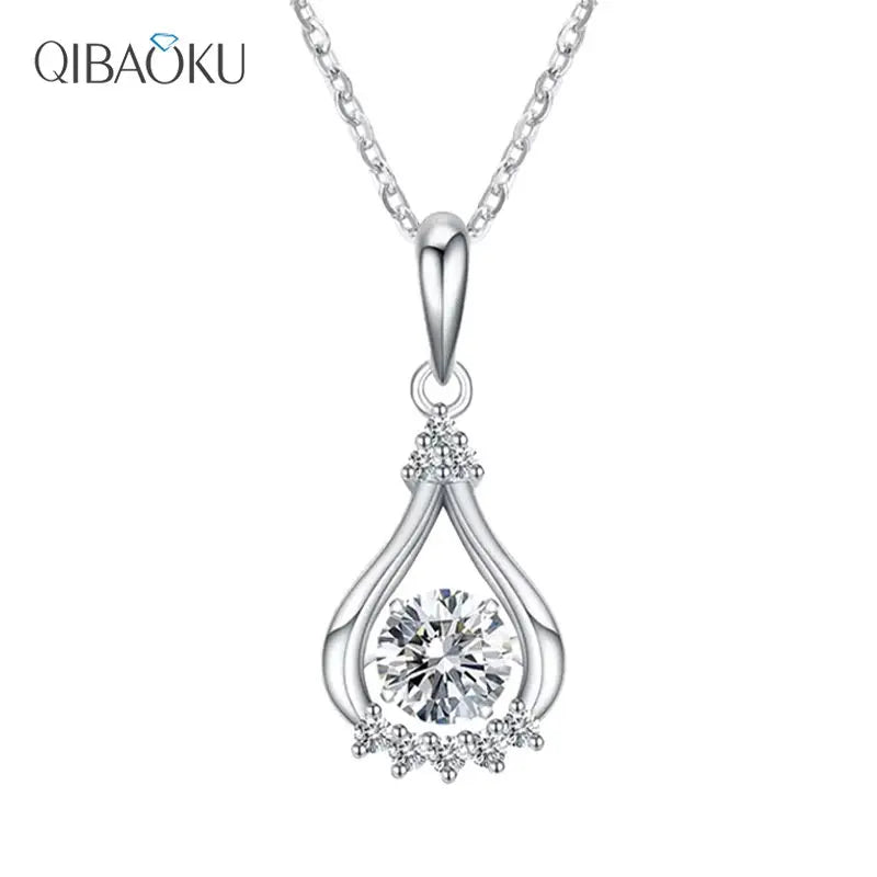 925 Silver Moissanite Necklace Clavicle Chain Pendant Jewelry
