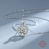 925 Silver Moissanite Necklace Iced Bling Wedding Anniversary Jewelry Gift