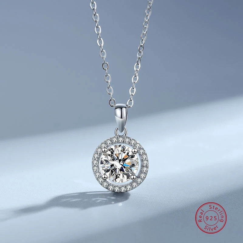 925 Silver Moissanite Necklace Iced Bling Wedding Anniversary Jewelry Gift