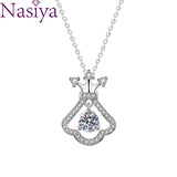 925 Sterling Silver Moissanite Pendant Necklace Crown Clavicle Necklace
