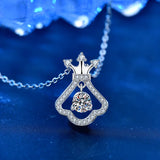 925 Sterling Silver Moissanite Pendant Necklace Crown Clavicle Necklace