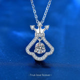 925 Sterling Silver Moissanite Pendant Necklace Crown Clavicle Necklace