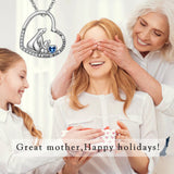 925 Silver Mama Bear Heart Pendant Necklace for Mom