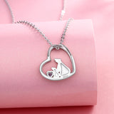 925 Silver Mama Bear Heart Pendant Necklace for Mom