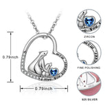 925 Silver Mama Bear Heart Pendant Necklace for Mom