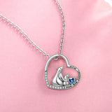 925 Silver Mama Bear Heart Pendant Necklace for Mom