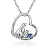 925 Silver Mama Bear Heart Pendant Necklace for Mom