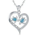 Mom and Daughter Sea Turtle Heart Pendant Necklace