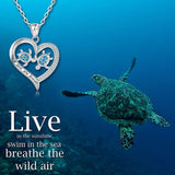 Mom and Daughter Sea Turtle Heart Pendant Necklace