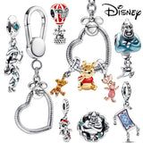 925 Sterling Silver Heart Charm Holder Key Ring