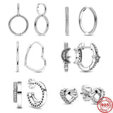 925 Silver Double Hoop Heart Zircon Earrings for Girls