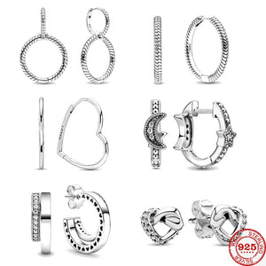 925 Silver Heart Zircon Earrings for Girls