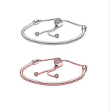 925 Sterling Silver Heart Clasp Star Chain Slider Bracelet