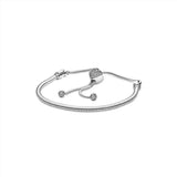 925 Silver Heart Clasp Snake Chain Bracelet Woman Gift