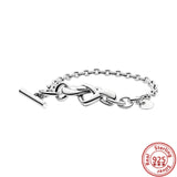 925 Silver Heart Snake Chain Bracelet Engravable Bar Tree Link Jewelry Gift
