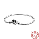 925 Silver Heart Snake Disc Clasp Bracelet Women Original Jewelry Gift