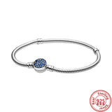 925 Silver Heart Snake Disc Clasp Bracelet Women Original Jewelry Gift