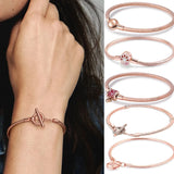 925 Silver Snake Chain Bracelet Pave Sparkling Fit Charms Dangle