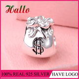 925 Sterling Silver Money Bag Charms Beads Fit Charms Bracelet