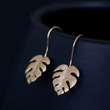 925 Silver Monstera Drop Earrings Ethnic Style Women 18k Jewelry