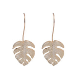 925 Silver Monstera Drop Earrings Ethnic Style Women 18k Jewelry