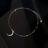 925 Sterling Silver Moon Anklet for Women Adjustable Chain Jewelry