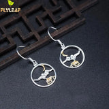 925 Silver Moon Cloud Drop Earrings Retro Style Lady Jewelry
