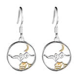 925 Silver Moon Cloud Drop Earrings Retro Style Lady Jewelry