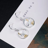 925 Silver Moon Cloud Drop Earrings Retro Style Lady Jewelry