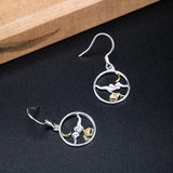 925 Silver Moon Cloud Drop Earrings Retro Style Lady Jewelry