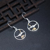 925 Silver Moon Cloud Drop Earrings Retro Style Lady Jewelry