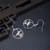 925 Silver Moon Cloud Drop Earrings Retro Style Lady Jewelry