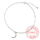 925 Silver Moon Anklet Bracelet CZ Dainty Meniscus Jewelry Beach Gift
