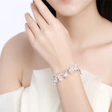 925 Sterling Silver Moon Heart Lock Cross Bracelet Charm