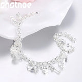 925 Silver Moon Heart Lock Cross Bracelet Women Wedding Jewelry