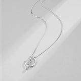 Sterling Silver Moon Kitten Charm Necklace Women Gift Animals Chain Jewelry