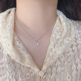 925 Silver Moon Necklace with Zircon Clavicle Chain