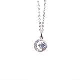 925 Silver Moon Necklace with Zircon Clavicle Chain