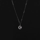 925 Silver Moon Necklace with Zircon Clavicle Chain