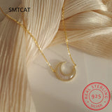 925 Silver Moon Necklace Shell Clavicle Chain Party Jewelry
