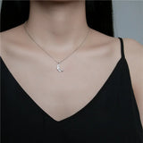 925 Sterling Silver Moon Pendant Necklaces Fine Jewelry For Women
