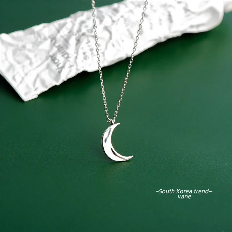 925 Sterling Silver Moon Pendant Necklaces Fine Jewelry For Women