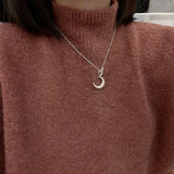 925 Silver Moon Chain Choker Necklace Retro Fine Jewelry