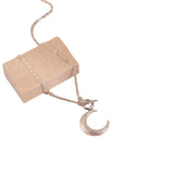 925 Silver Moon Chain Choker Necklace Retro Fine Jewelry